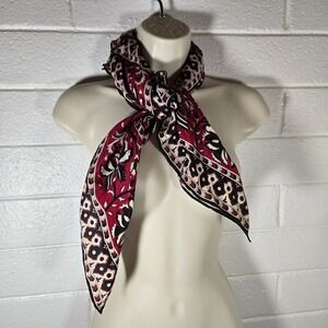 Vtg Anne Klein 90s Silk Square Scarf Handrolled Hem Classic Capsule Ascott Red